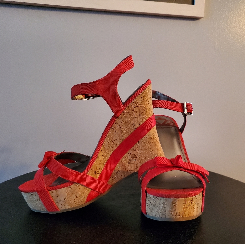 Red Fergalicious Wedge Sandals